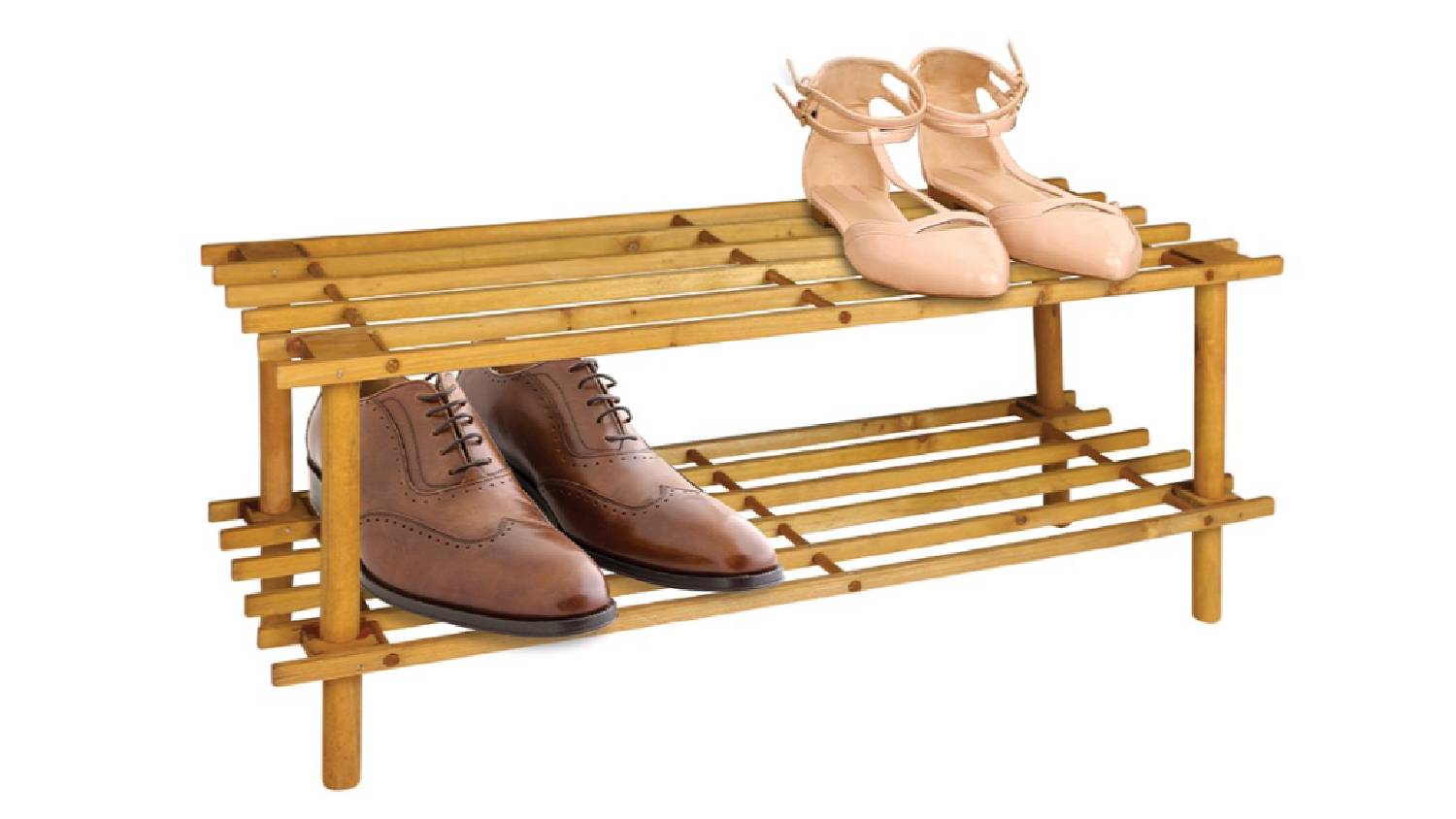 Wooden Shoe Rack 2 Tier Natural 70X26X30Cm Harvey Norman New