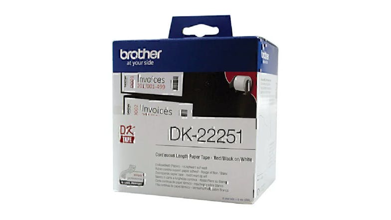 Brother DK-22251 Black & Red on White Continuous Label Roll - 62mm x 15.24m