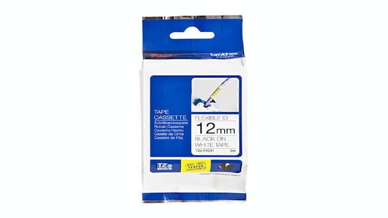 Brother TZe-FX231 Black on White Labelling Tape - 12mm x 8m