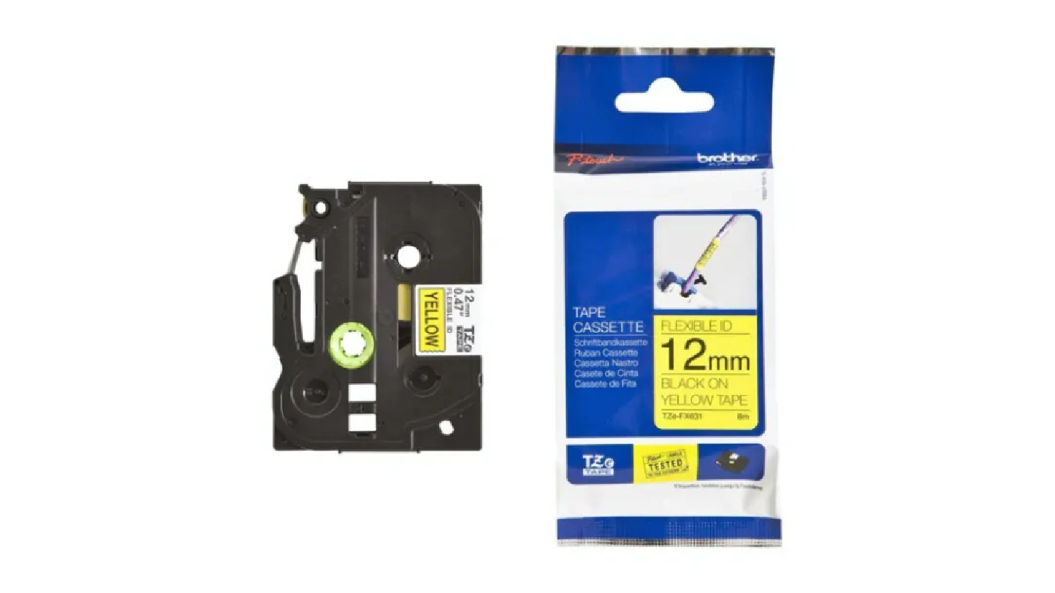 Brother TZe-FX631 Black on Red Labelling Tape - 12mm x 8m