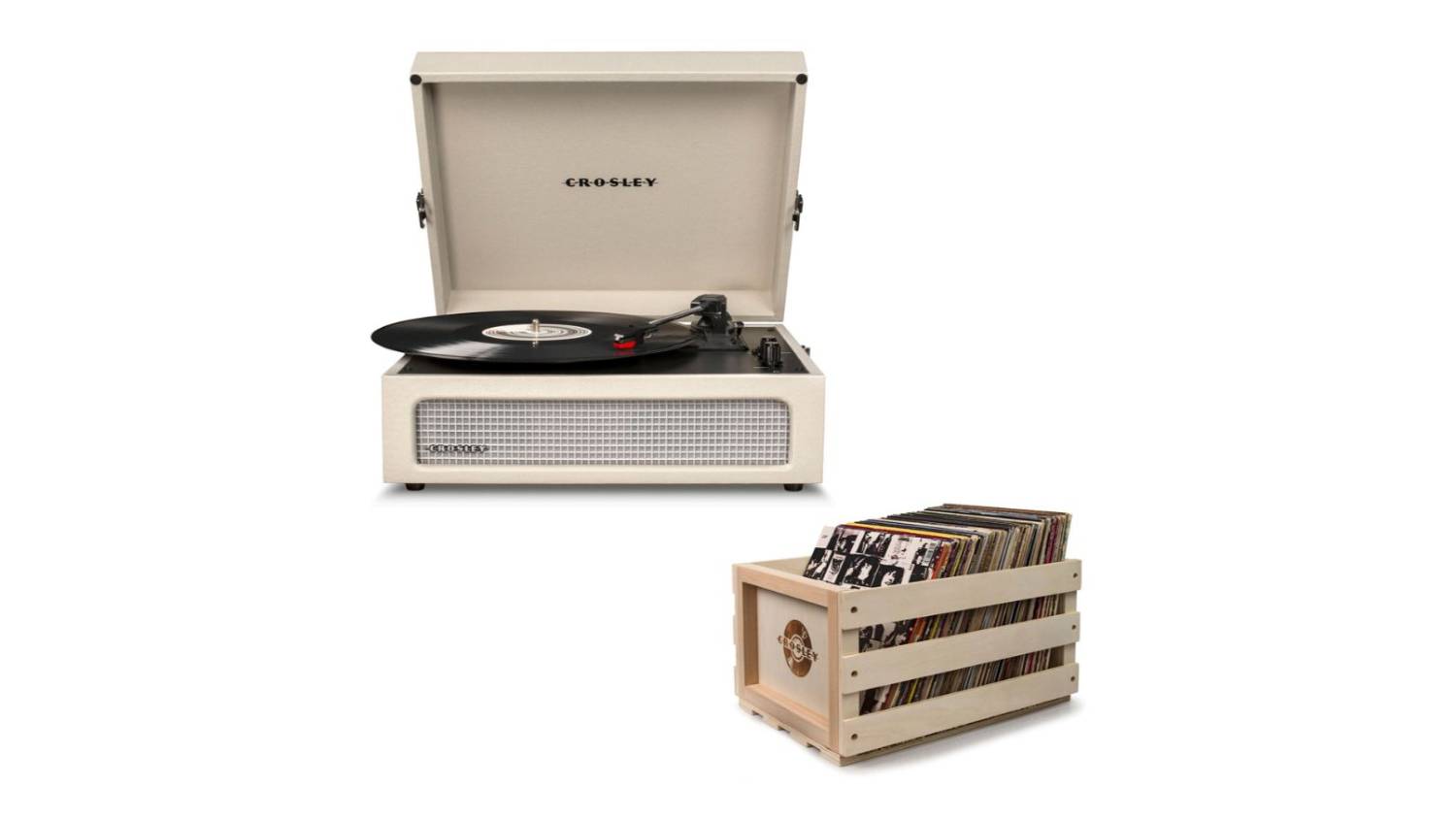 Crosley Voyager Bluetooth Turntable w/ Record Storage Crate - Dune