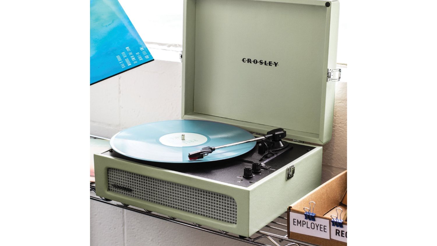 Crosley Voyager Bluetooth Turntable w/ Record Storage Crate - Sage