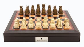 Dal Rossi 18" Medieval Chess Set - Brown PU Leather Edge