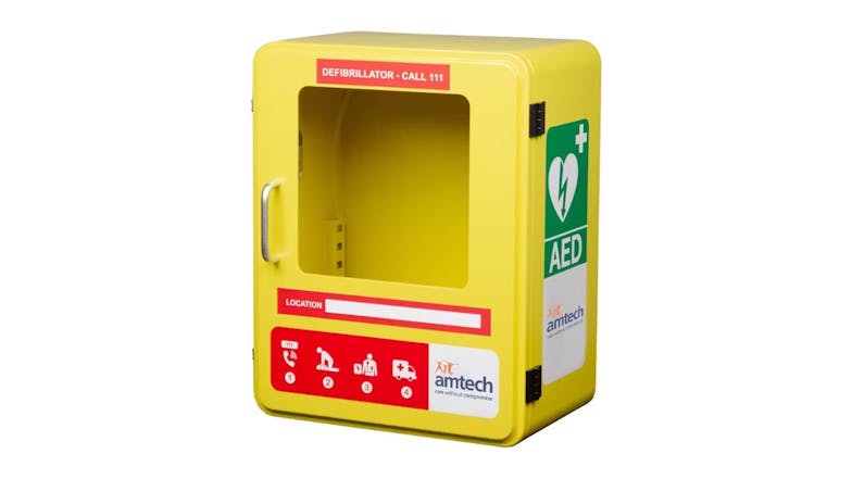 Amtech Outdoor Defibrillator Cabinet w/ Alarm, Labels - Yellow