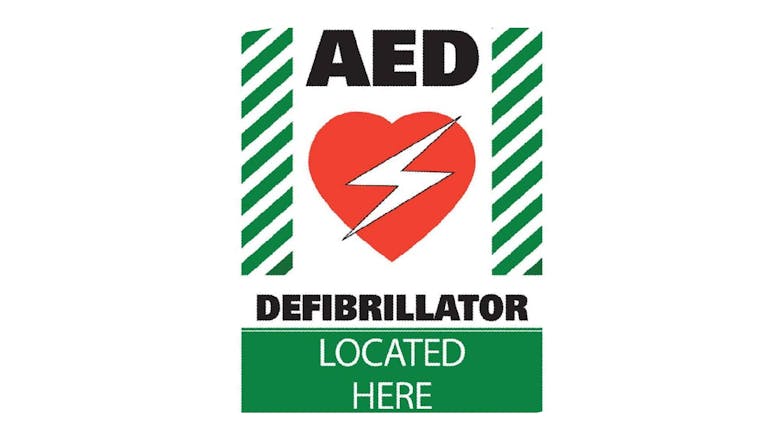 Indoor Defibrillator Location Sign 30 x 40cm - "Located Here"