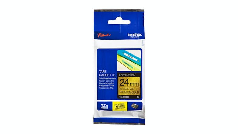 Brother TZe-PR851 Black on Premium Gold Labelling Tape - 24mm x 8m