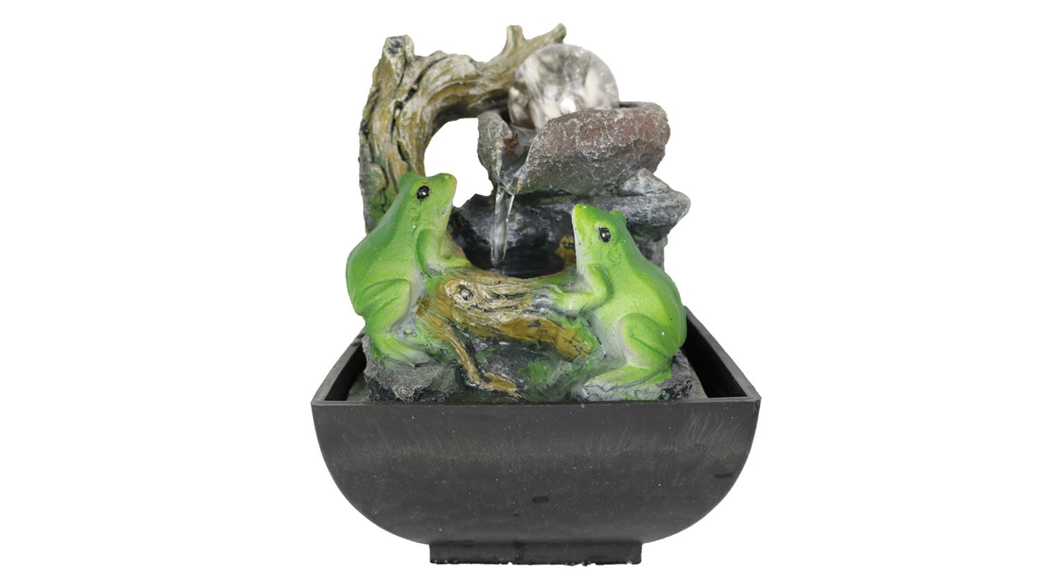 Water Feature Frogs Branch 13 x 13 x 17cm - Black/Green