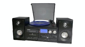Lennox Hi-Fi Multimedia Entertainment System for Vinyl, CD, Cassette, AUX - Black