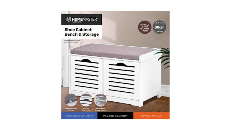 Shoe Cabinet With Cushion Seating - W/Removable Cushion 80Cm X 35Cm X 43Cm