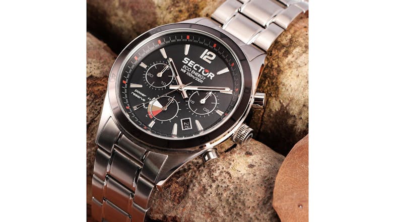 Sector 770 Solar Silver Chronograph - Black Dial