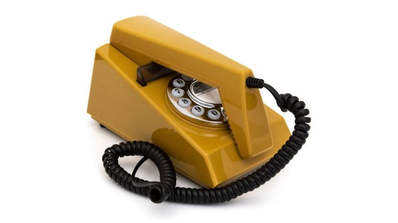 GPO Trim Retro Corded Phone w/ Push Buttons - Mustard