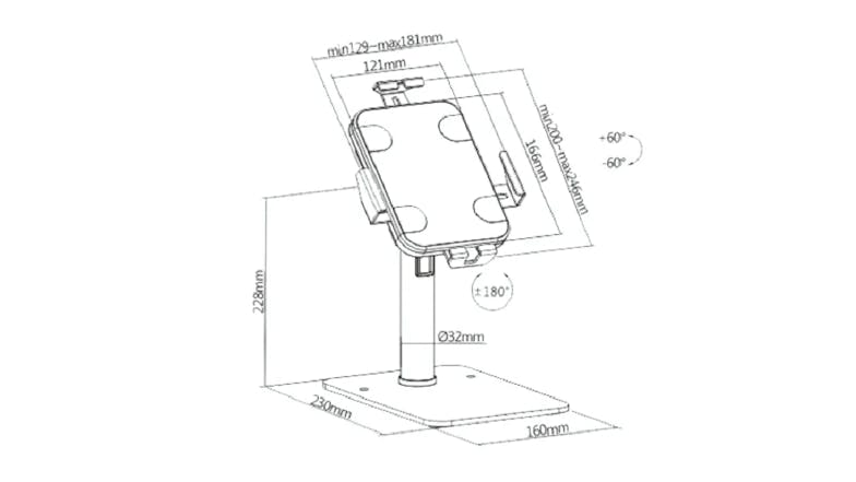 Konic Adjustable Anti-Theft Tablet Desk Mount 7.9" - 11" - White