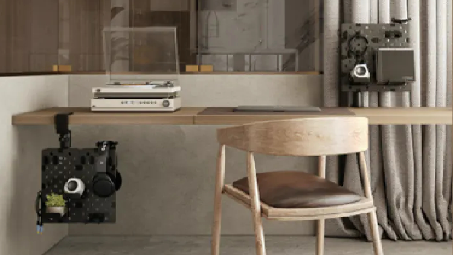 Konic Desk-Mounted Pegboard Equipment Holder - Red