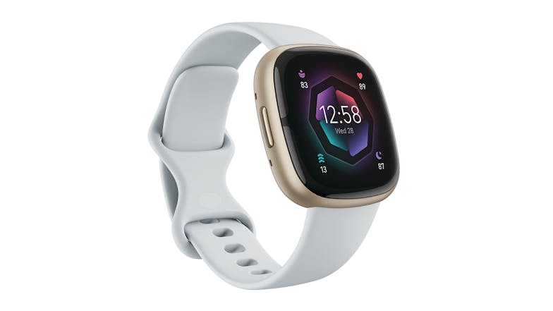 Fitbit Sense 2 Smartwatch - Soft Gold Aluminium Case with Blue Mist Band (GPS, Bluetooth)