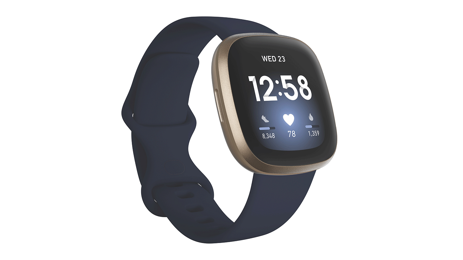 Fitbit Versa 3 Smartwatch - Soft Gold Aluminium Case with Midnight Band  (GPS, Bluetooth)