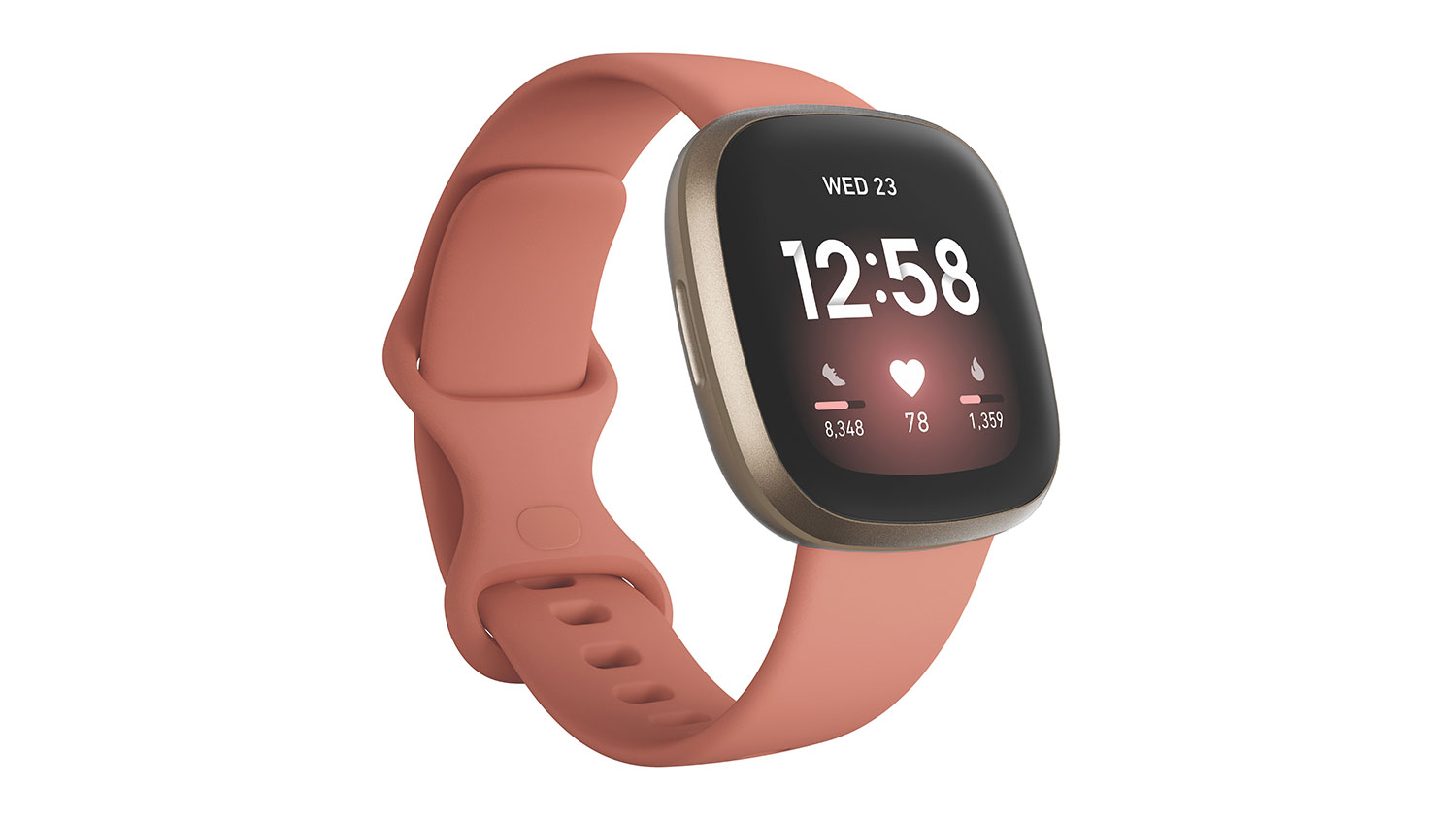 Fitbit Versa 3 Smartwatch Soft Gold Aluminium Case with Pink