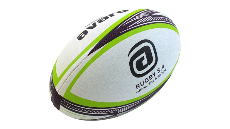 Avaro Club Match Rugby Ball Size 4 - Purple/Green/White