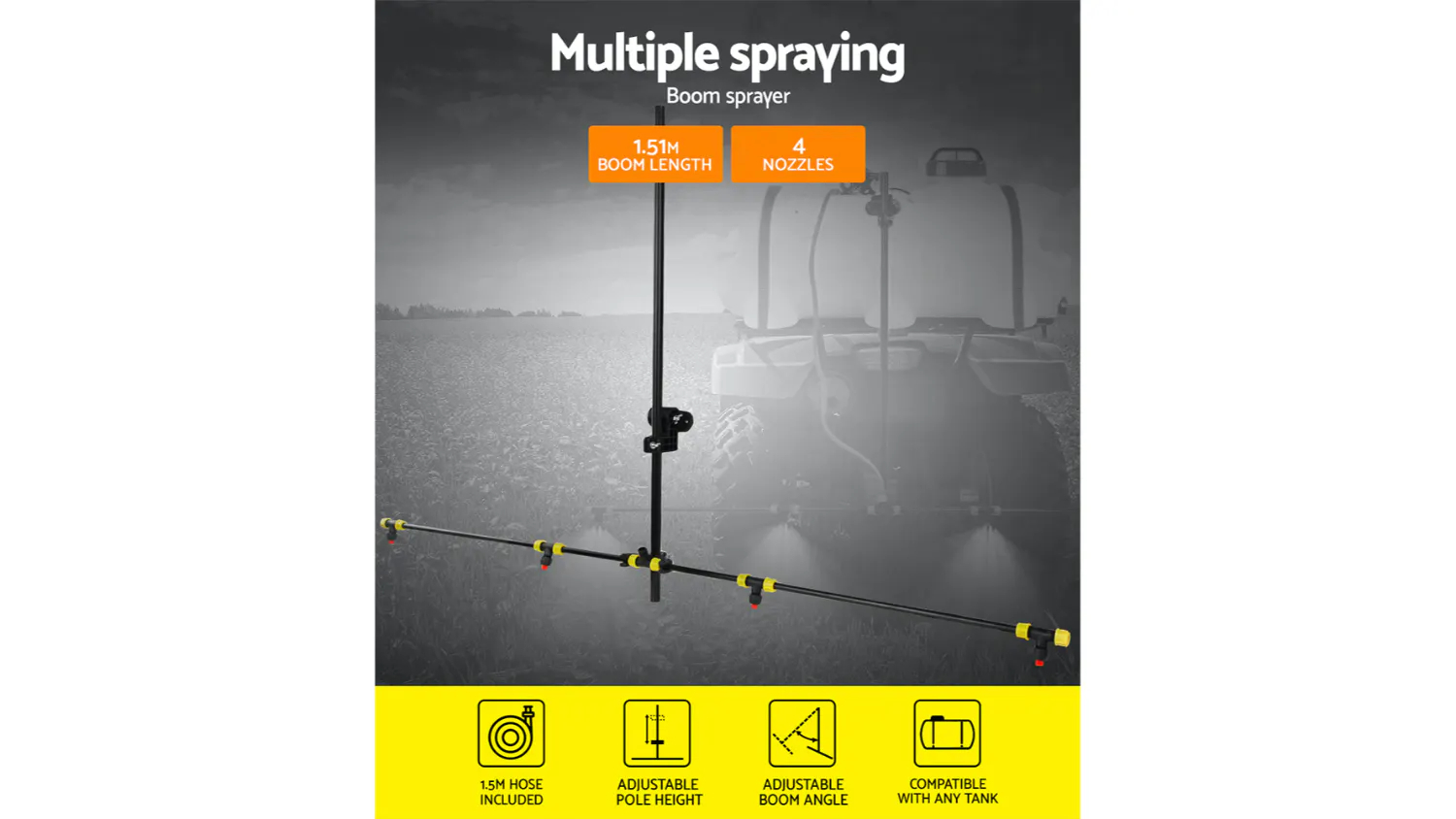 Giantz 100L 1.5m Boom Weed Sprayer with Ratchet Straps & Bonus Nozzles