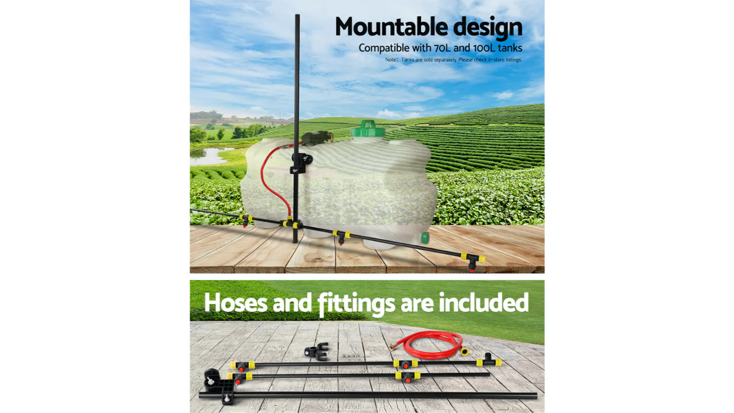 Giantz 100L 1.5m Boom Weed Sprayer with Ratchet Straps & Bonus Nozzles