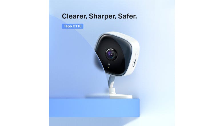 TP-Link Tapo C110 2K 3MP Indoor Wired Security Camera with Wi-Fi Connectivity - White