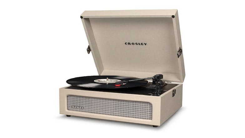 Crosley Voyager Portable Bluetooth Turntable w/ Record Storage Display Stand - Dune