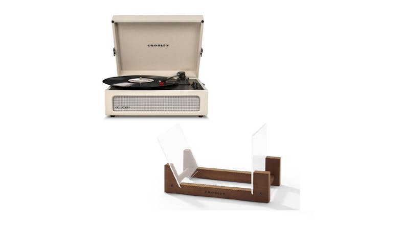 Crosley Voyager Portable Bluetooth Turntable w/ Record Storage Display Stand - Dune