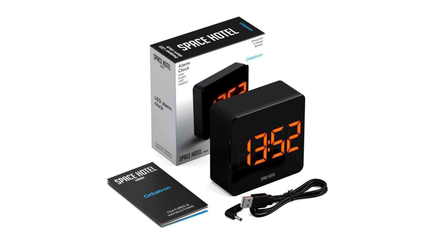 Newgate "Space Hotel Orbatron" LED Alarm Clock - Black/Orange