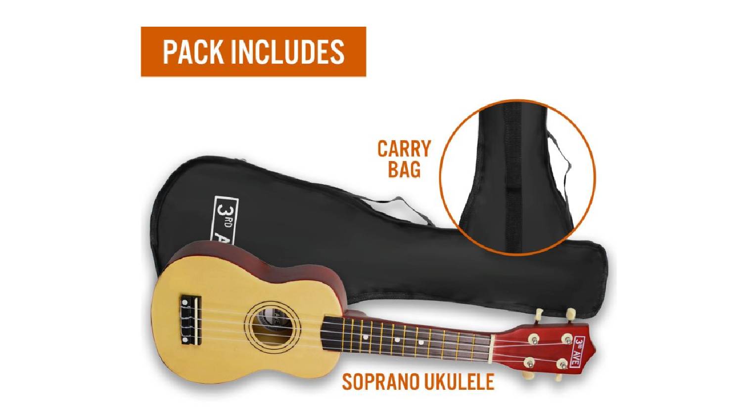 3rd Avenue Sporano Ukelele - Natural