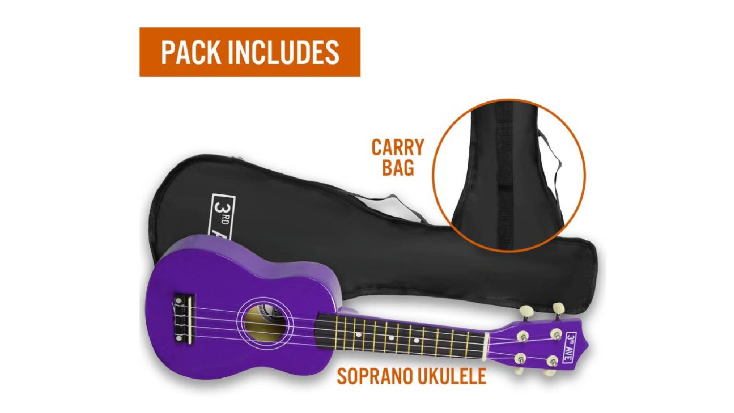 3rd Avenue Sporano Ukelele - Purple