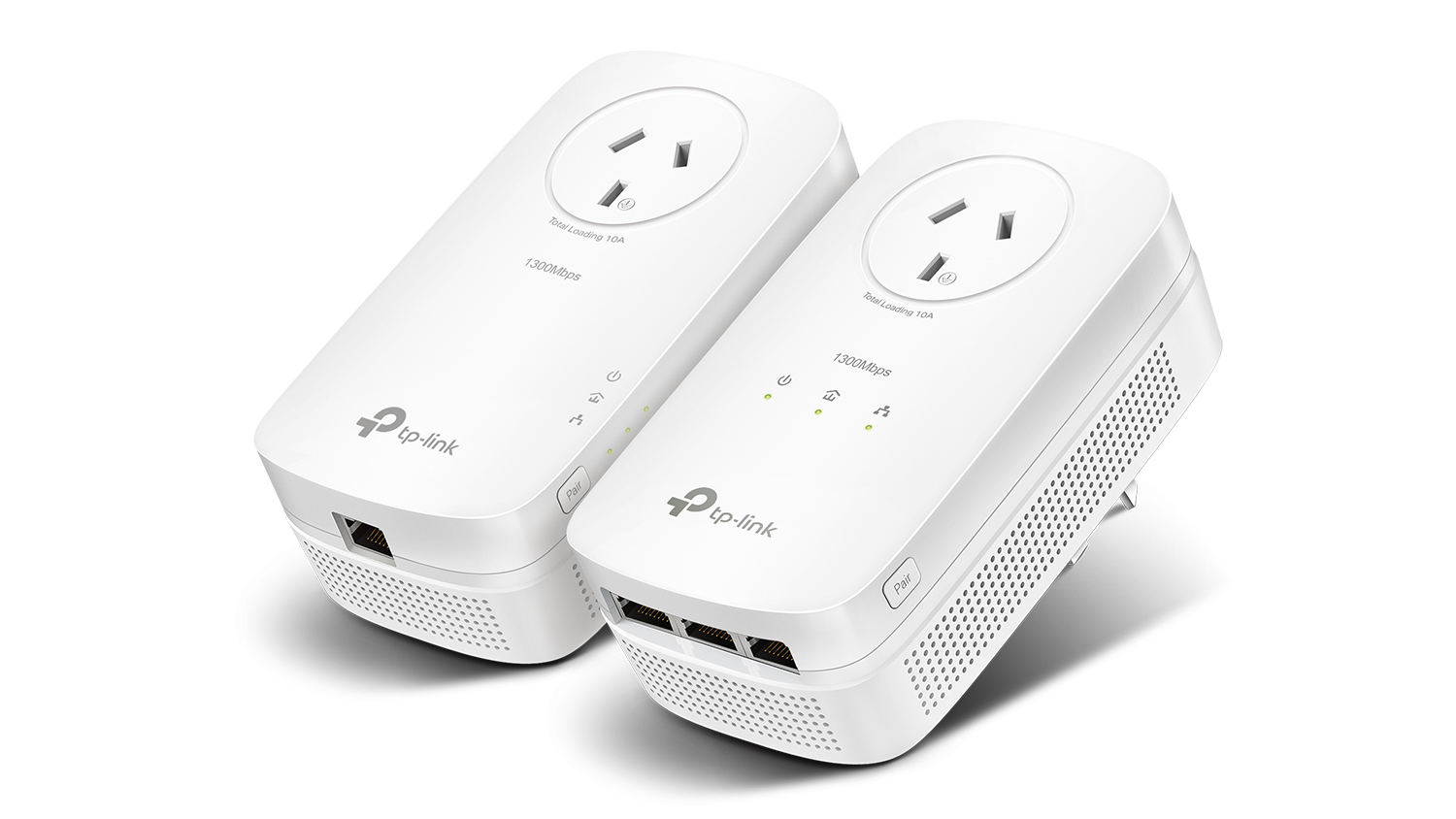 A side-angled view of TP-Link Powerline Kit.