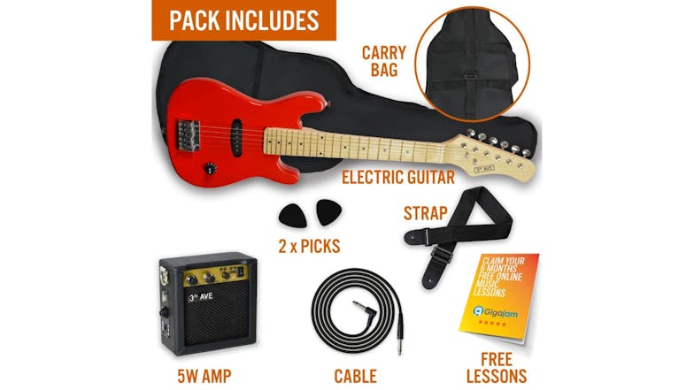 3rd Avenue Junior Electric Guitar Starter Pack - Red