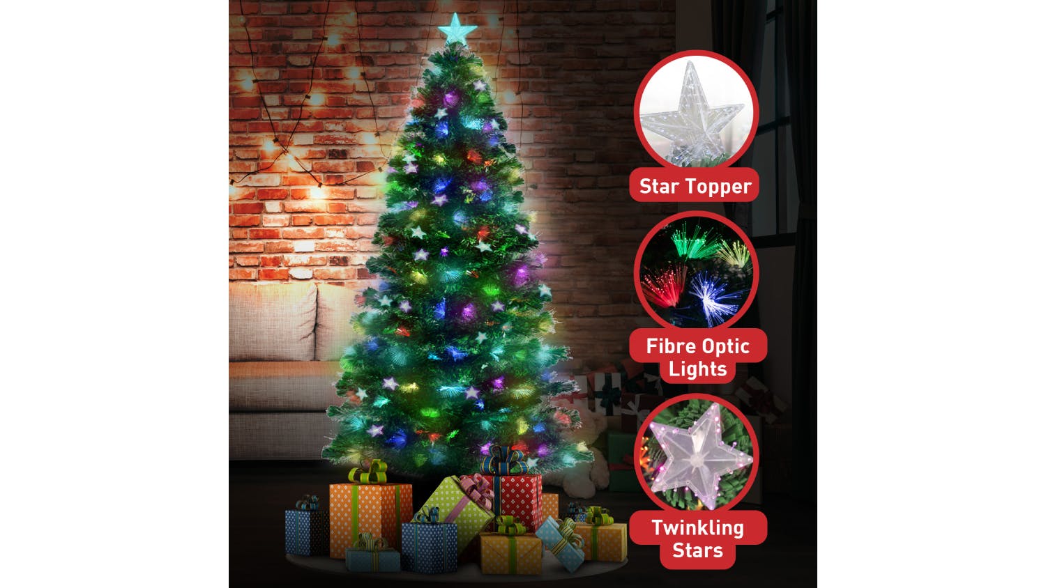 Christabelle Pre-Decorated Fiber Optic Christmas Tree 2.4m