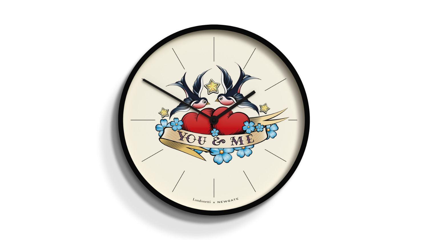 Newgate x Londonetti "Number Three" Wall Clock - Designer "You & Me" Dial