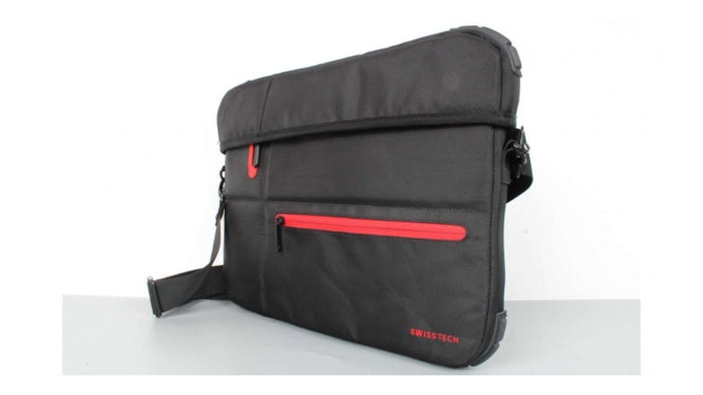 SwissTech 14" Firewall Laptop Briefcase with Carry Handle - Black/Red