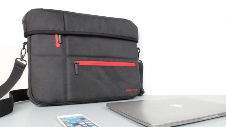 SwissTech 14" Firewall Laptop Briefcase with Carry Handle - Black/Red