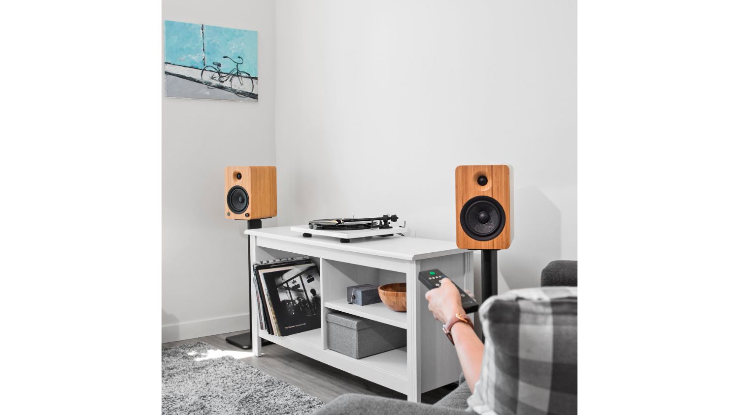 Kanto YU6 200W Bookshelf Speakers with Bluetooth Bamboo Finish