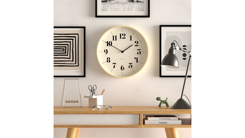 Newgate "Mr. Clarke" Wall Clock - Pale Wood/Hopscotch Dial