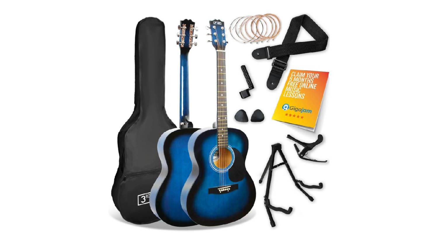 3rd Avenue Acoustic Guitar Premium Pack - Blue Burst