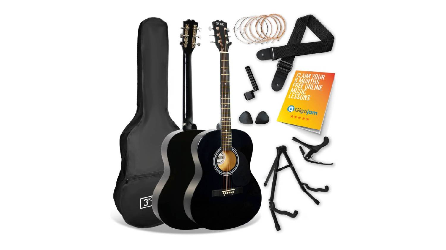 3rd Avenue Acoustic Guitar Premium Pack - Black