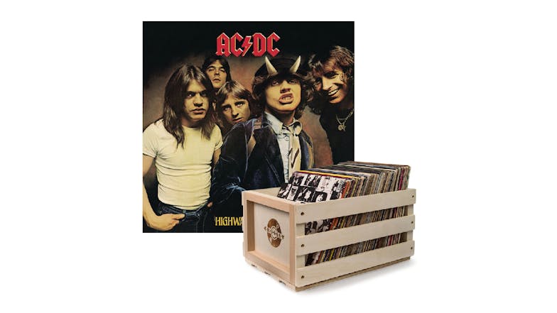 Crosley Record Storage Crate w/ AC/DC - Highway To Hell Vinyl Album