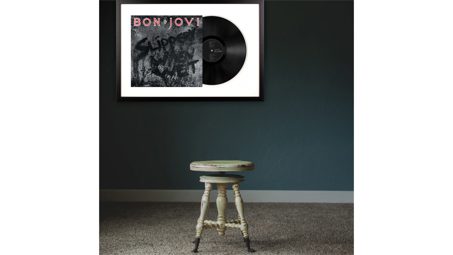 Bon Jovi - Slippery When Wet Framed Vinyl + Album Art