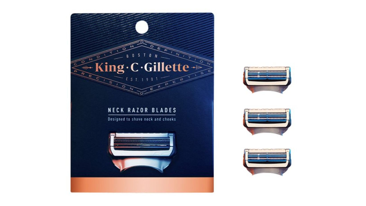 Gillette KING C. Neck Razor Head 3pcs.