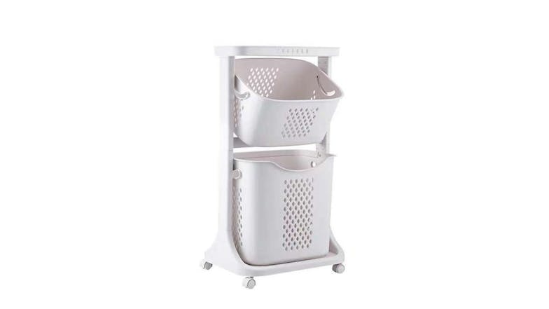 GOODVIEW LAUNDRY TROLLEY 2 TIER LGT GRY