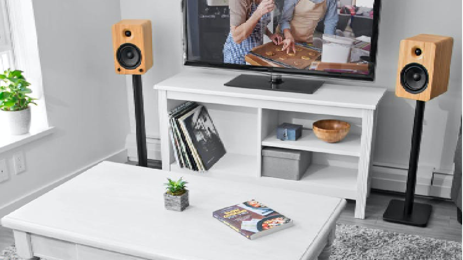 Kanto SP32PL Tall Speaker Stands for Floor - Black