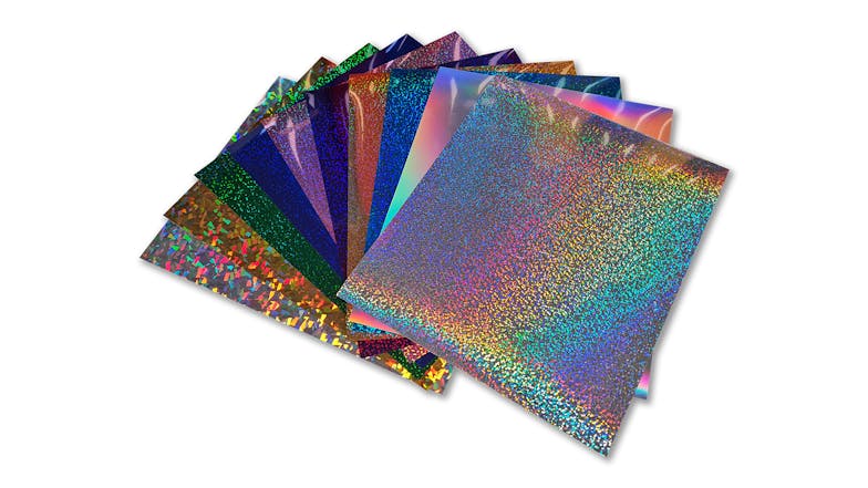 Magic Transfer Heat Transfer Vinyl 25 x 30cm - Holographic Samples (10 Colours)