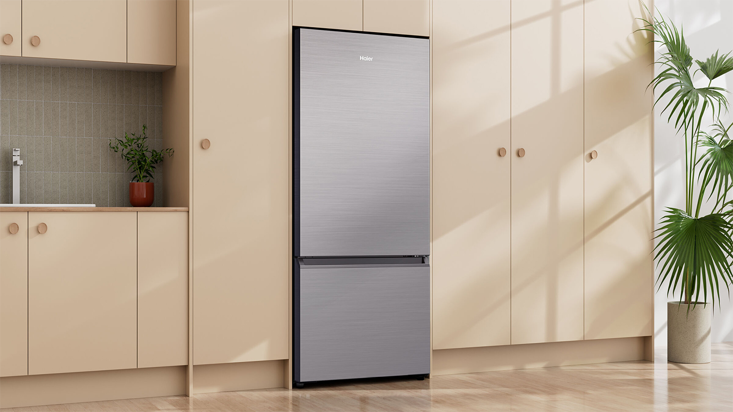 Haier 433L Bottom Mount Fridge Freezer - Satina (HRF420BS)