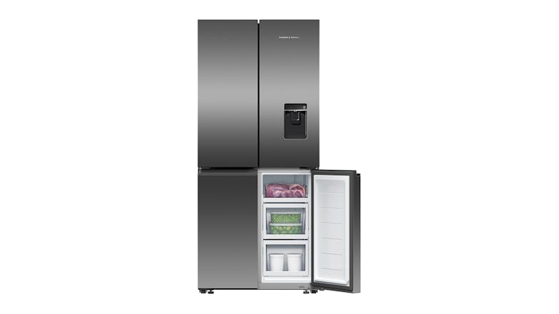 Fisher & Paykel 498L French Quad Door Fridge Freezer with Ice & Water Dispenser - Black Stainless Steel (RF500QNUB1)