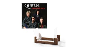 Crosley Record Storage Display Stand w/ Queen - Greatest Hits Vinyl Album