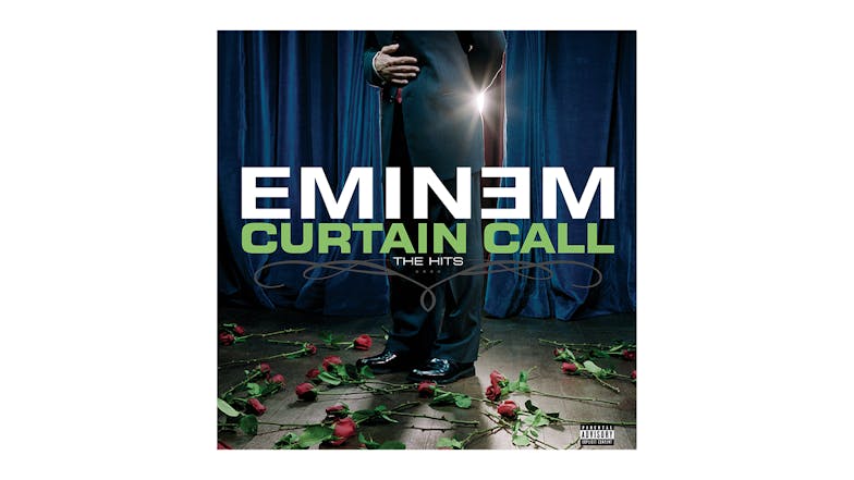 Crosley Record Storage Display Stand w/ Eminem - Curtain Call: The Hits Vinyl Album