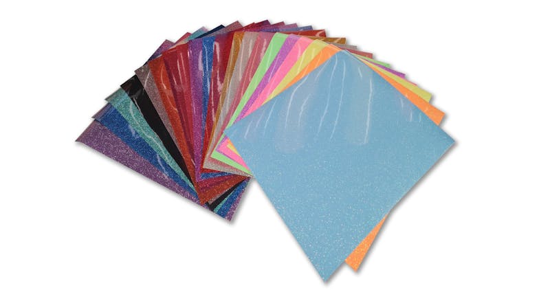 Magic Transfer Heat Transfer Vinyl 25 x 30cm - Glitter Samples (20 Colours)